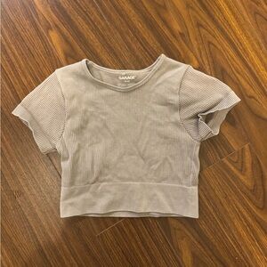 Garage Ribbed Cropped Tee in Light Taupe